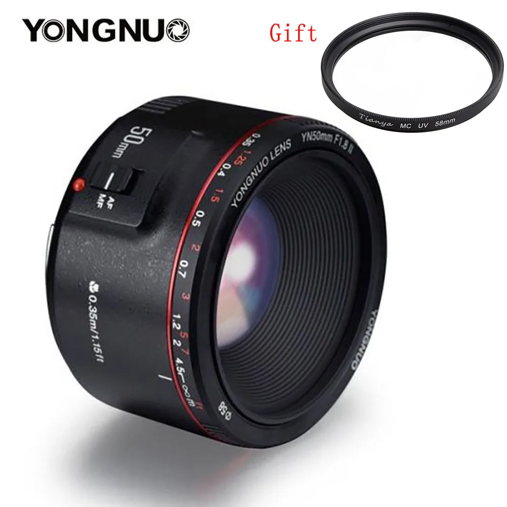 YONGNUO YN50mm F1.8 II Большая диафрагма объектив с автофокусом маленький эффектом