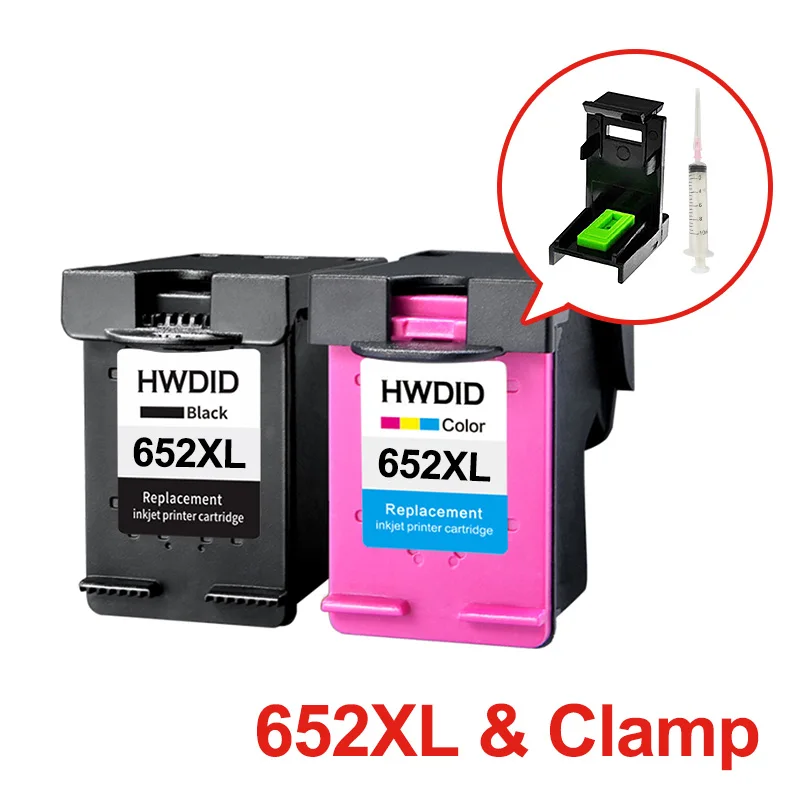 HWDID 652XL Черный Сменный картридж для принтера для hp 652 XL для hp с чернилами hp Deskjet 1115 1118 2135 2136 2138 3635 3636 3835 4535 4536 4538 - Цвет: 652XL BK Tri-C Clamp