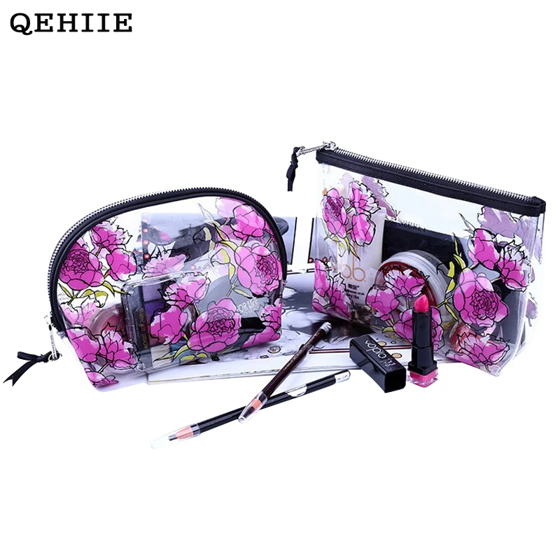 

QEHIIE Transparent High Quality pvc Cosmetics Makeup Bags 2017Travel Organizer Essential Cosmetic Bag Personal Sanitary Wash Bag