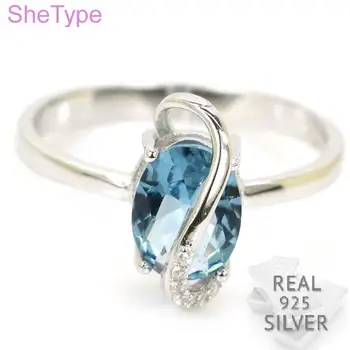 

Ravishing 2.7g Top London Blue Topaz Cubic Zirconia Real 925 Solid Sterling Silver Ring 14x7mm