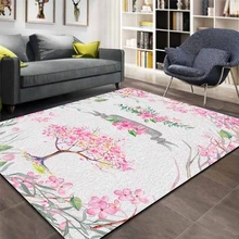 Серый Пол розовый Сакура деревья Цветочный Цветок 3d печать Нескользящая микрофибра Гостиная декоративный современный моющийся коврик