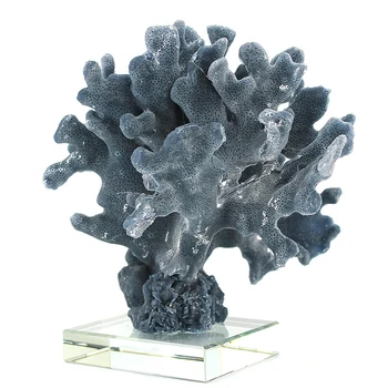 

7.8 inch Resin Coral Statue on Transparent Glass Base Natural Design Sea Figurine Ornament Home Decor Stylish Decorative Accent