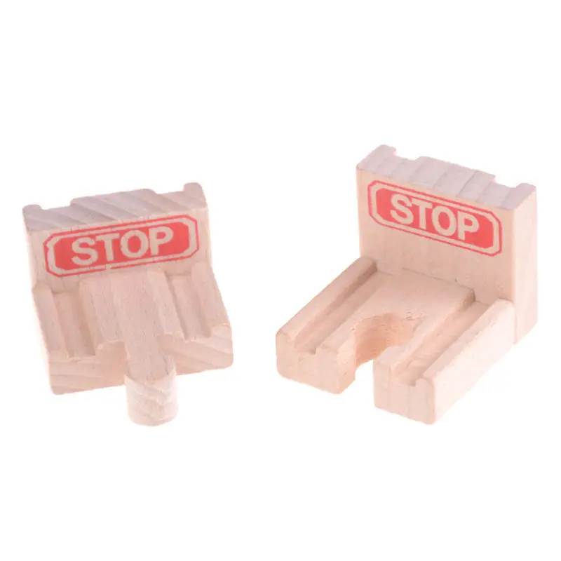 

2pcs End Bumper Buffer Stop Set Wooden Railway Track Accessories Train Block Toy