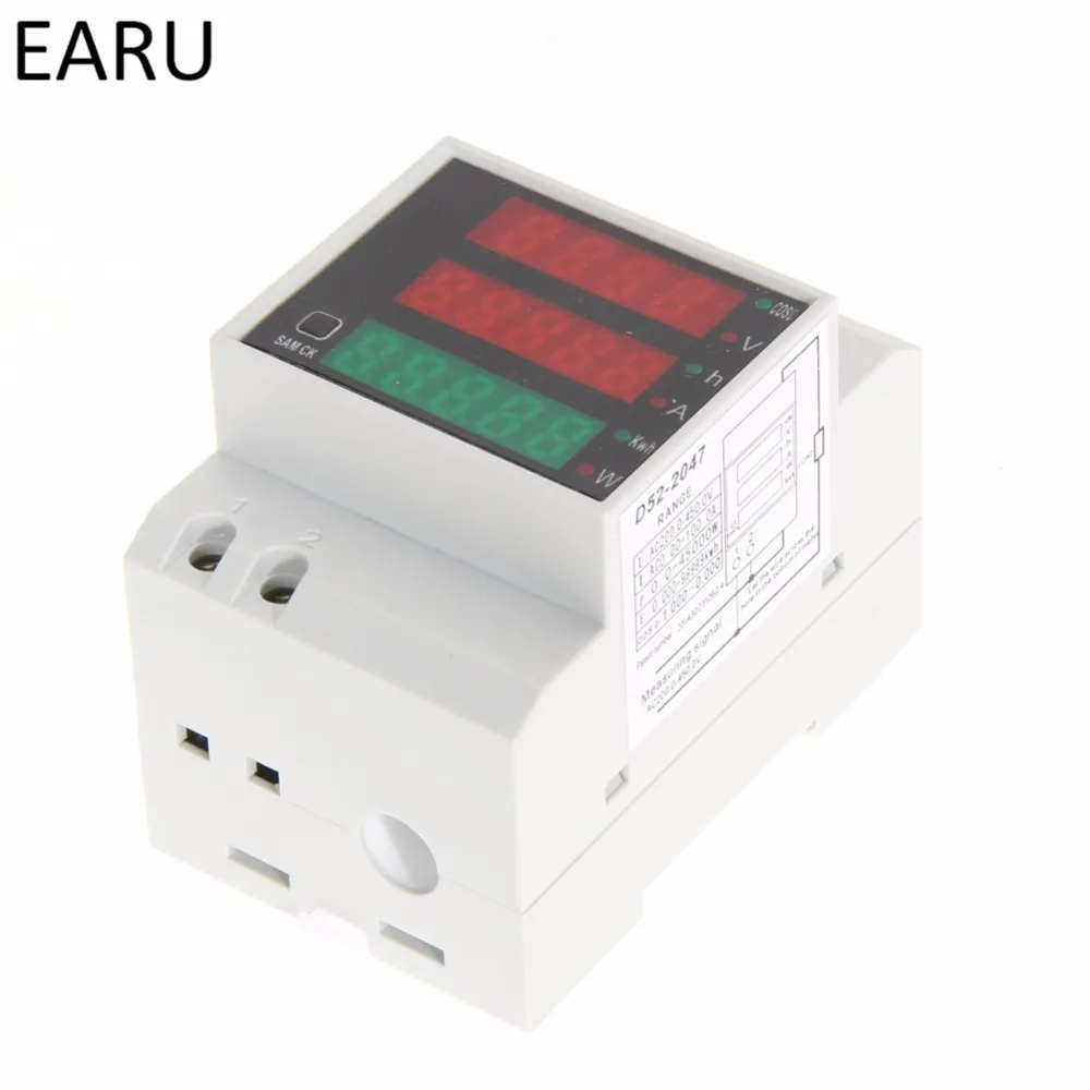 Digital-Din-Rail-Current-Voltage-Power-Ammeter-Voltmeter-Display-Meter-AC200V-450V-Easy-to-install-with