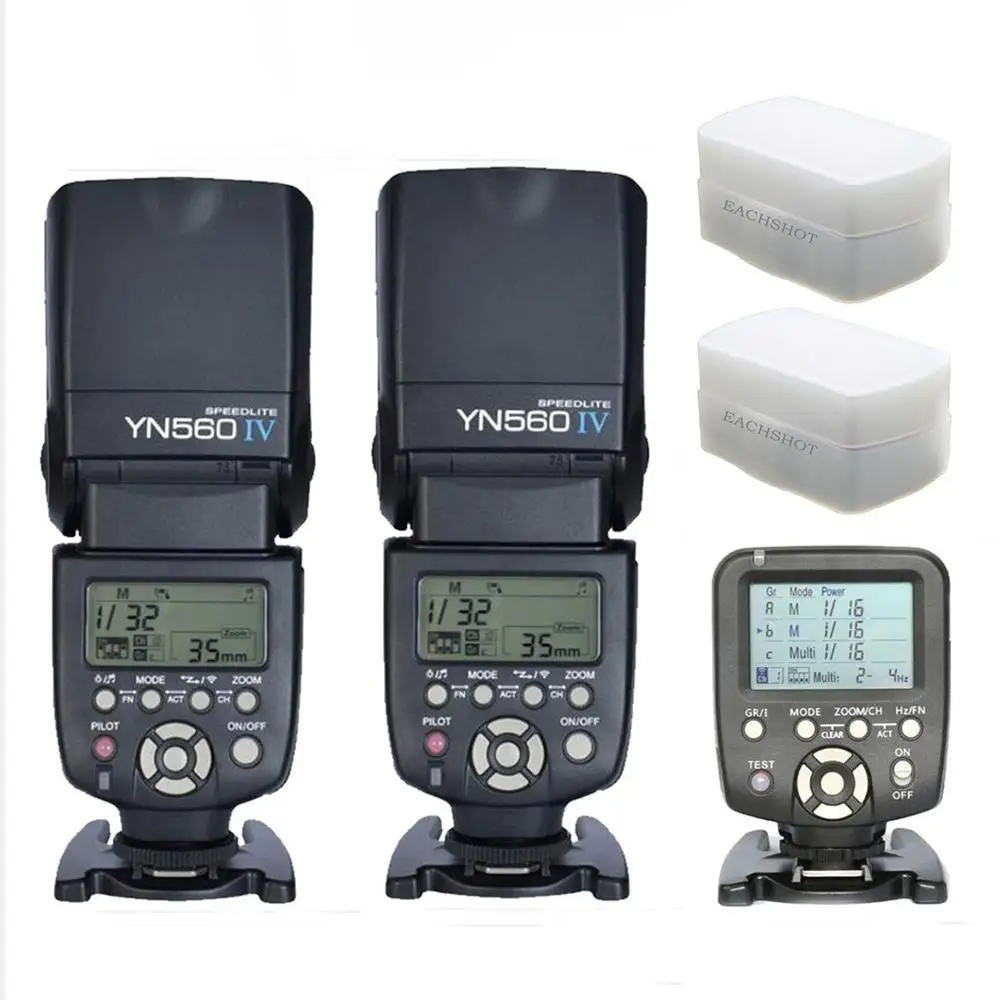 

YONGNUO 2pcs YN-560 IV Universal Flash Speedlite With 560TX Transmitter For Canon Nikon Fujifilm Flashlight Camera With Diffuser