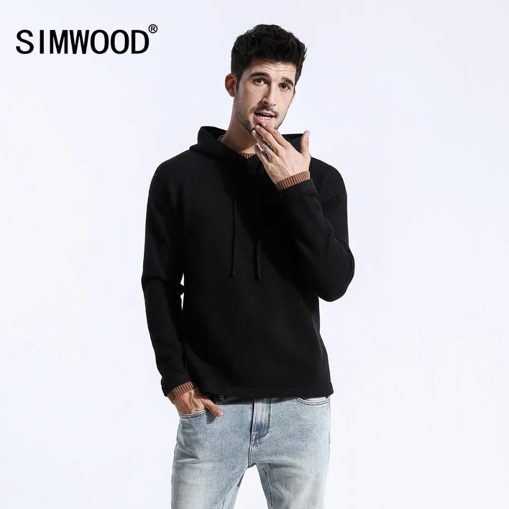 SIMWOOD 2019 الربيع الشتاء جديد البلوزات الرجال عارضة يتأهل محبوك البلوفرات الرجال سحب أوم العلامة التجارية الملابس شحن مجاني 180461