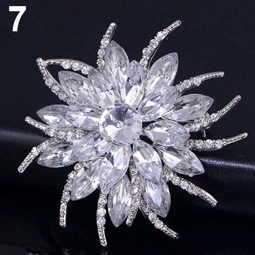 

Wedding Bridal Large Flower Shiny Rhinestone Brooches Lady Scarf Brooch Pin Jewelry Decor Women Large Brooch Metal Pins Badge