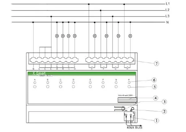 KNX Switch Actuator 8 fold 6A 4