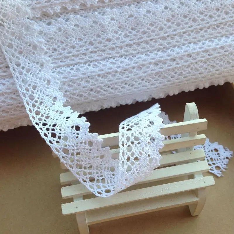 2.5cm 20y/lot White Beige Cotton Lace Hometexile Cloth Wrap Knitting Embellishments DIY Patchwork Craft Lace Trims scrapbooking