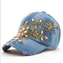 Seioum Весна Блестящий алмаз для женщин бейсболка с цветами женские джинсы со стразами шляпы Летний стиль шляпы от солнца