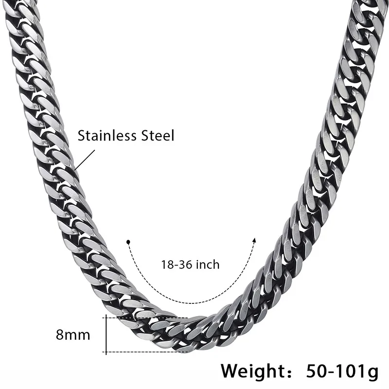 Trendsmax Jewelry Set Mens Necklace Bracelet Stainless Steel Chain Gunmetal Double Curb Cuban Rombo Link KS225