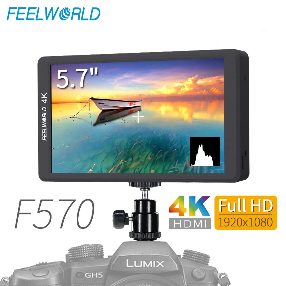 

FEELWORLD F570 5 Inch IPS Full HD 1920X1080 field monitor 4K HDMI Input Output DSLR Camera monitors for Zhiyun DSLR Gimbal Rig