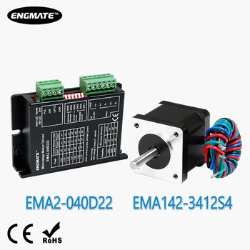 

ENGMATE CNC Stepper Driver EMA2-040D22 Support Nema 8, Nema 14 20-40V with EMA142-3412S4 Stepper Motor