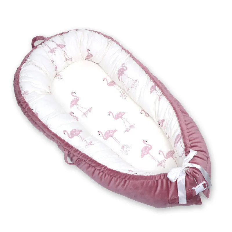 Хлопковая утолщенная детская кроватка в кровать для новорожденных, устойчивая к разбиванию Съемная стирка сплошной цвет BY3060
