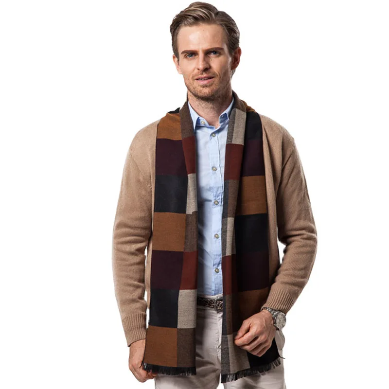 paul smith scarves FS Man Luxury Brand Fashion Cashmere Wool Plaid Scarf Men Designer Shawl Winter 2018 Soft Wraps Warm Casual Scarves barbour scarf mens Scarves