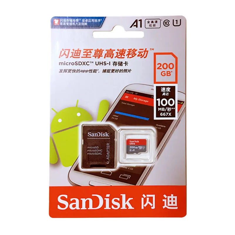 SanDisk Ultra A1 карты памяти MicroSD 200 ГБ 128 ГБ 64 ГБ 32 ГБ 16 ГБ MicroSDHC/SDXC UHS-Я 98 МБ/с. карты памяти Micro SD картао де memoria