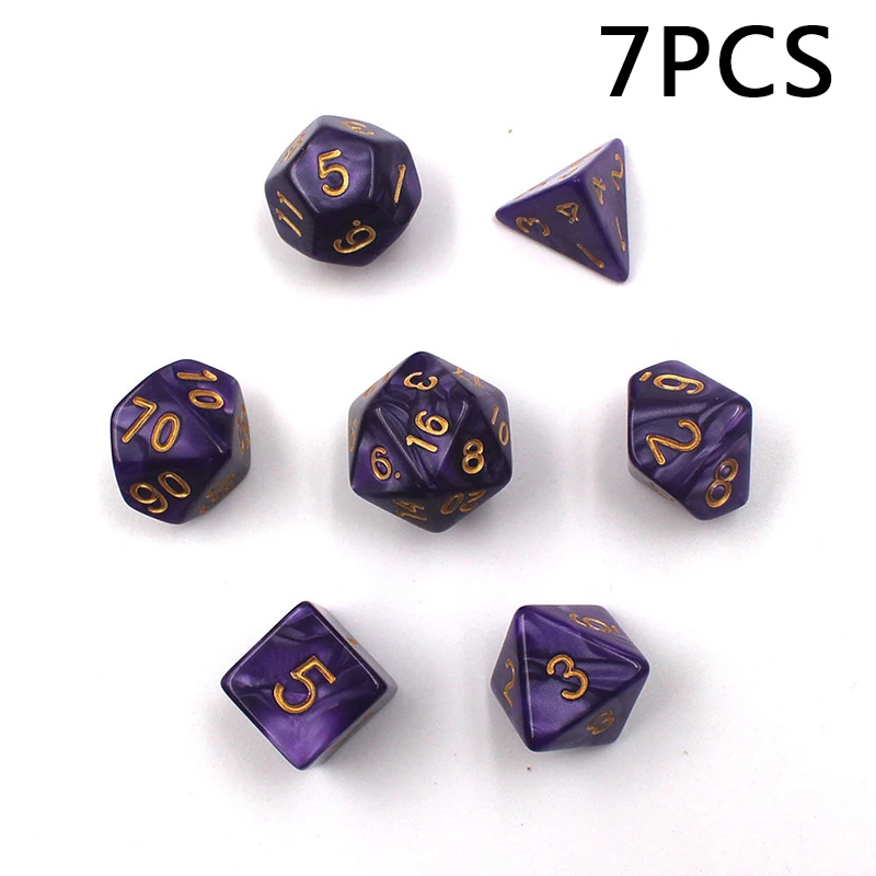 7 шт. 1 Набор 4/6/8/10/12/20/% фиолетовые многогранные кости для DND RPG MTG настольная игра |