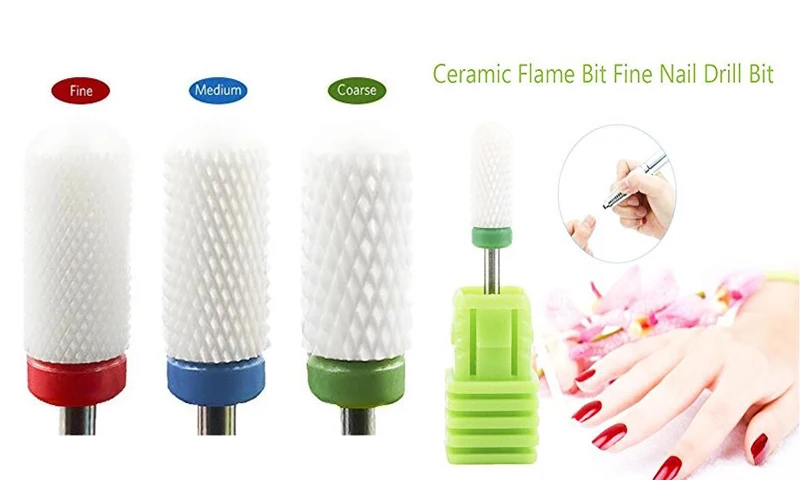 

1X(Ceramic Nail Drill Bit Shank Pedicure Rotary File Tool,BT001-F S4V5)V02 Ceramic Nail Drill Bit Rotate Burr Milling Cutter Bit
