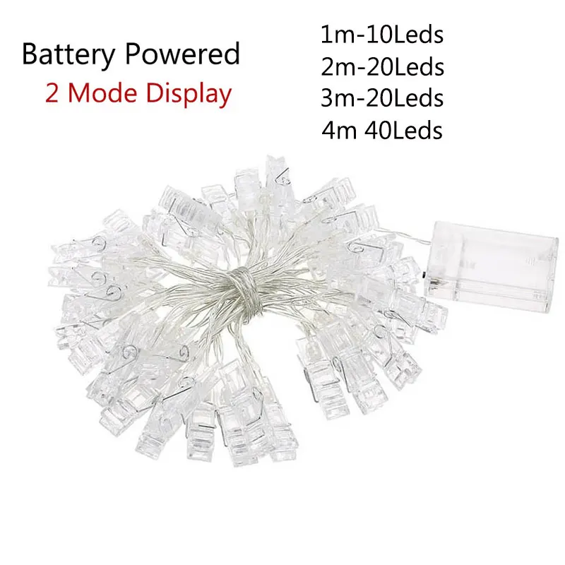 Photo Card Clip Holder LED String Lights 1M 2M 3M 4M Christmas New Year Wedding Home Decoration Fairy Light BatteryUSB Powered (4)