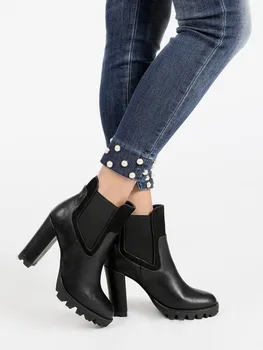 

Faux leather Ankle Boots high-heeled