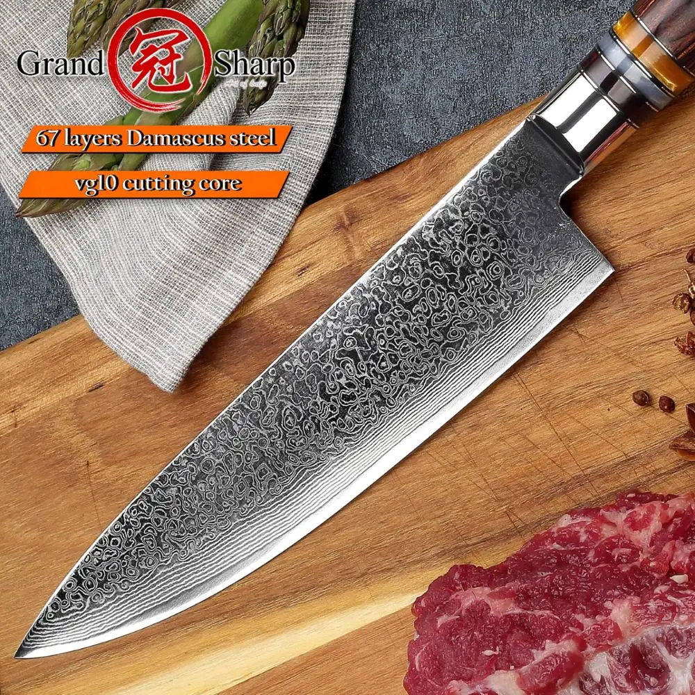  2 Pcs Damascus Knife Set Chef Utility Kitchen Knife Japanese Damascus High Carbon Stainless Steel v - 32853575404