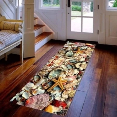

Else Yellow Sea Shells Sea Stars 3d Print Non Slip Microfiber Washable Long Runner Mat Floor Mat Rugs Hallway Carpets