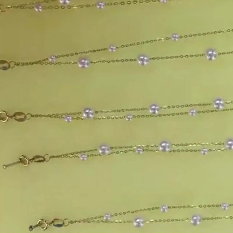 US $149.00 Newly AAA FW Akoya Pearl 2Strands G18K Chain necklace star style 3mm 5mm round beads