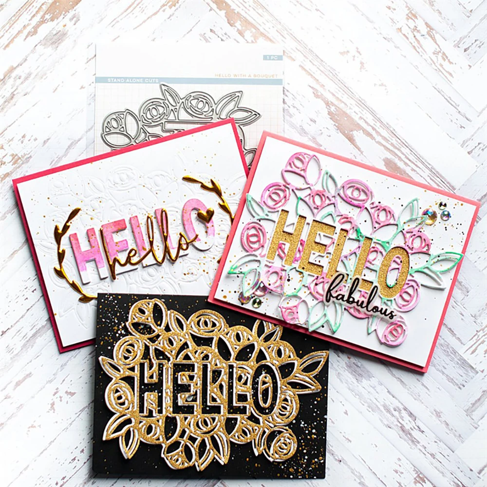 Hello with a bouquet Die For Wedding Metal Cutting Dies Scrapbooking