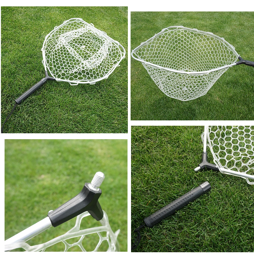 Fly Fishing Net Rubber Clear Mesh Landing Net With Removable