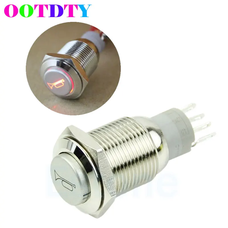 

LED 12V Momentary Horn Button Metal Switches 16mm Push Button Lighted Switch APR22_0