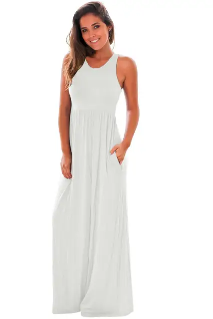 racer back ruched maxi dress