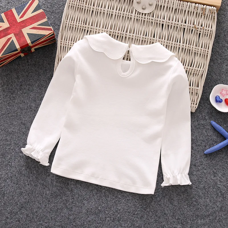 

Spring 2018 Baby Girl Toddlers Soft Cotton Doll Collar Long Sleeve Tops T-shirt