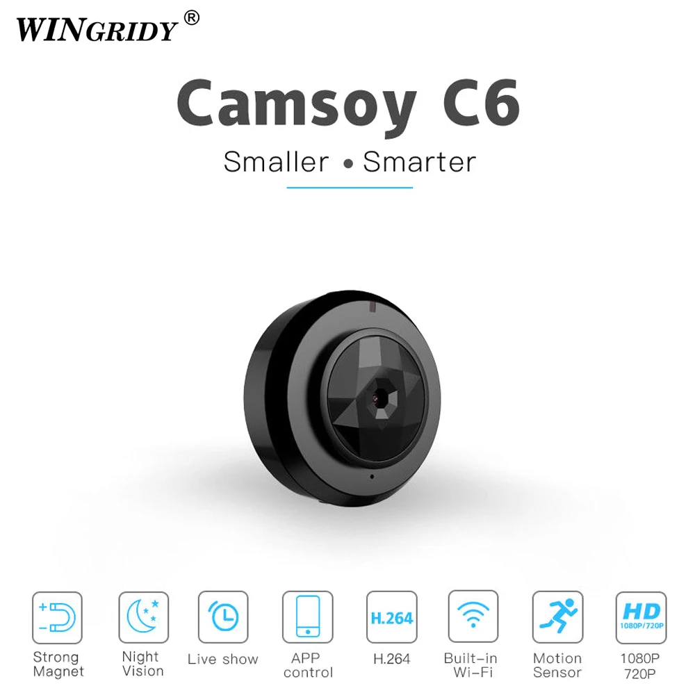 C6 Wifi Mini IP P2P Camera Cookycam Micro Wireless HD 720P With Night Vision Smartphone App Home Security Video Camcorder | Электроника