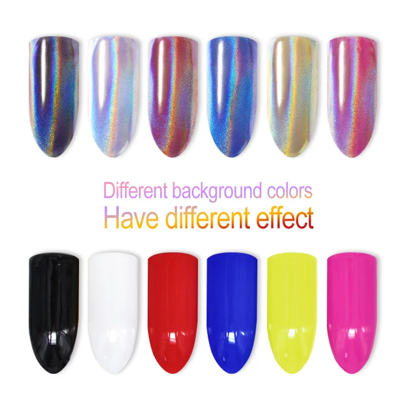 Holographic Mirror Powder Chrome Pigment Effect Laser Powder Enamel Gel Polish LED Gel Holographic Nail Polish Lacquer Varnish