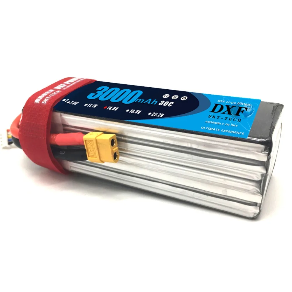 DXF литий-полимерный аккумулятор 14,8 V 3000mAh 4S 30C MAX 60C 1/10 RC автомобиль Lipo Bateria Мультикоптер Квадрокоптер гоночный автомобиль traxxx fpv Дрон