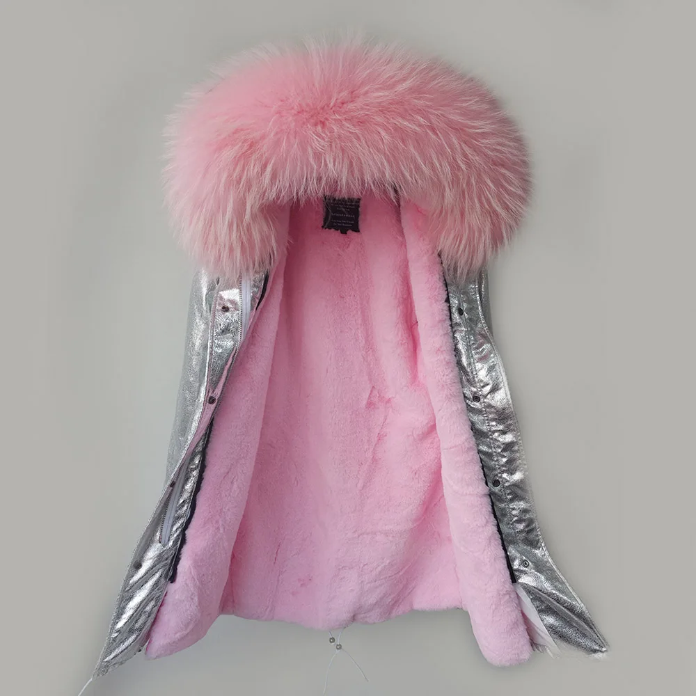 Новое модное2019 Новое модное зимнее пальто с серебряным искусственным ...