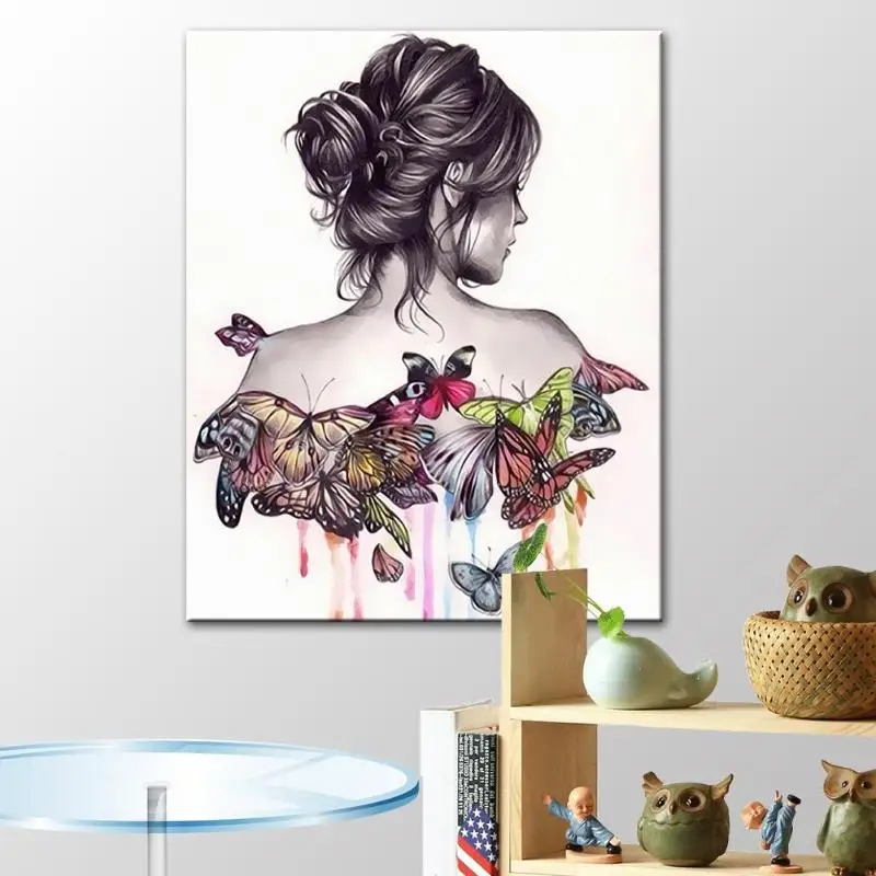 

Frameless Butterfly Beauty 3D DIY Paint by Numbers Kit Canvas Wall Picture Set Coloring By Numbers Modern Wall Artwork Home Deco