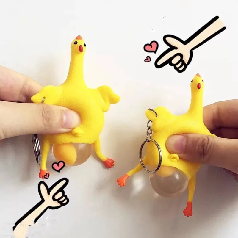 Креативная забавная игрушка курица мягкая резиновая сжимающая брелок для ключей