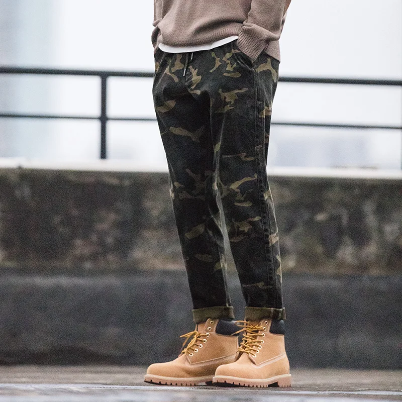 

MADEN Mens Slim Tapered Fit Twill Camo Cargo Pants with Drawstring Waist