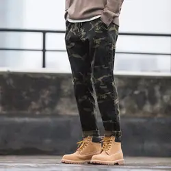 Maden Camouflage Длинные мужские брюки Camo брюки низ узкие манжеты все соответствующие свободные зеленый хлопок 36 размер AMEKAJI Safari Military