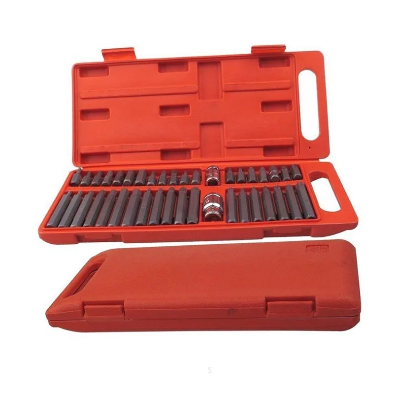 

40pcs 1/2-Inch and 3/8-Inch Drive Socket Wrench Set Star Torx Spline Hex Bit Multifuctional Universal Repairing Hand Tool Set