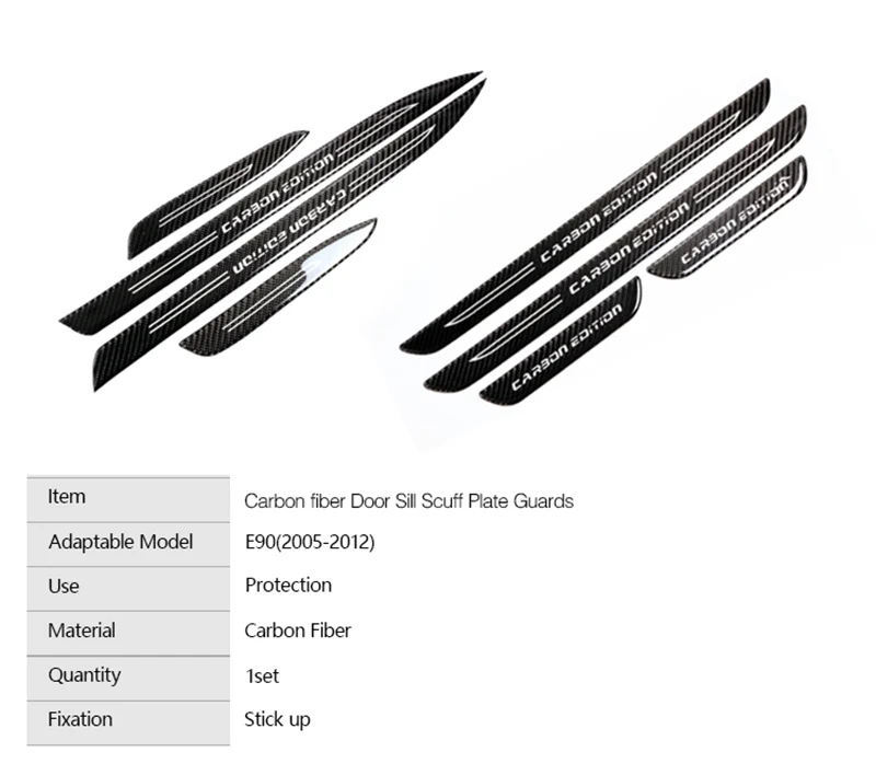 SRXTZM для Bmw E90 3 серии 2005-2012 порога Накладка кожухи из углеродного волокна пороги протектор наклейки стайлинга автомобилей