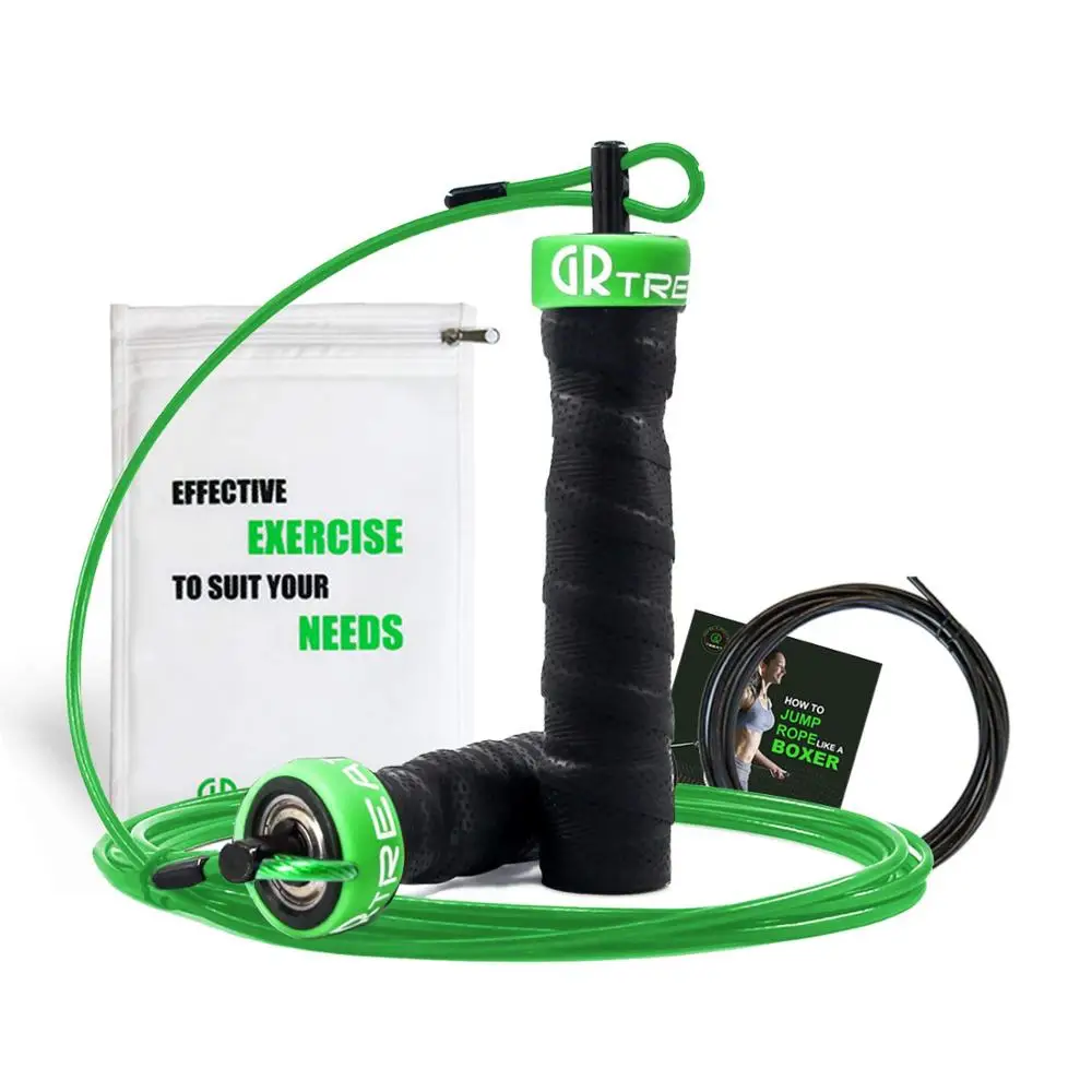 GR Скакалка для кроссфита утяжеленная скоростная Скакалка с нагрузочным блоком для фитнеса тренировки с сумкой Экстра веревка - Цвет: Зеленый