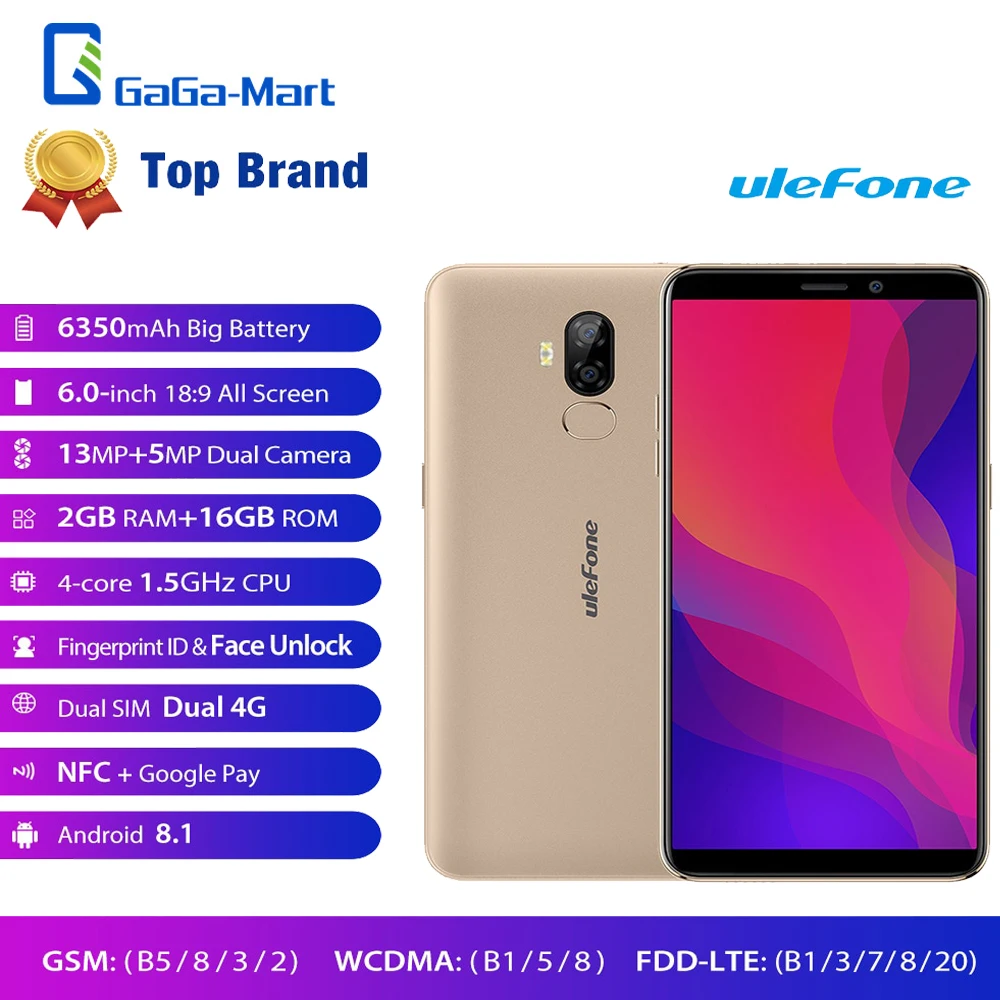 Ulefone Power 3L смартфон с 6 дюймовым дисплеем процессором MT6739 Ouad Core ОЗУ 2 Гб ПЗУ 16 Android 8 1