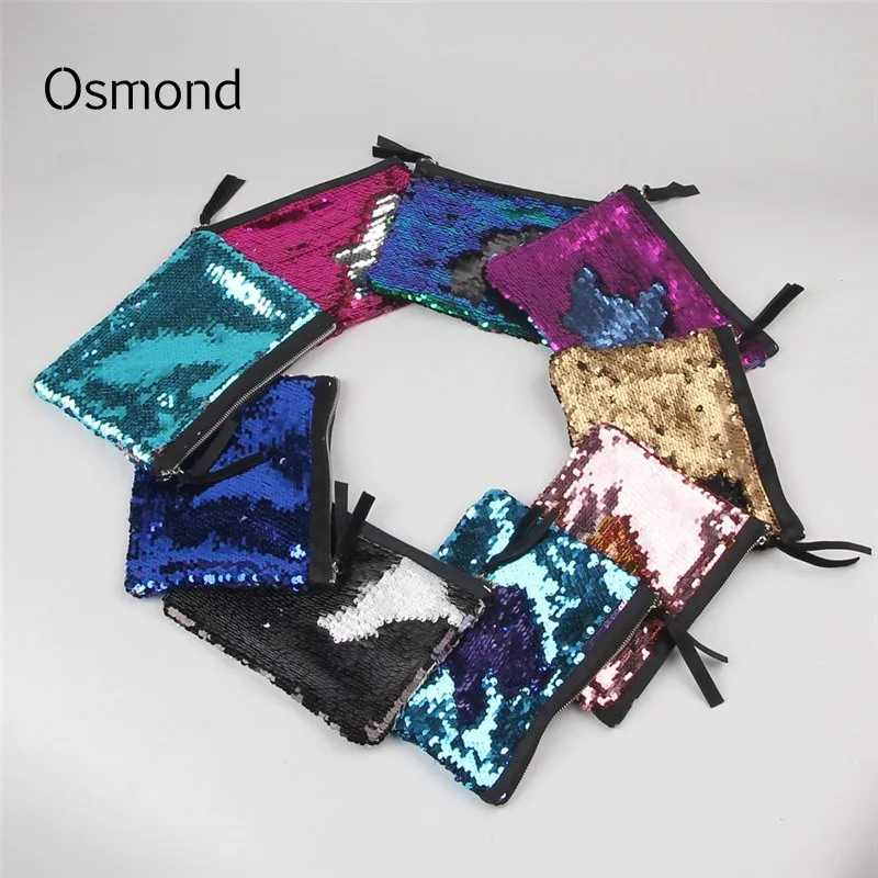 

Osmond Sequined Cosmetic Bags Hit Color Shining Women Makeup Cases Zipper Cosmetic Case Lady Pouch Small Storage Organizers