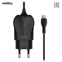 Сетевое зарядное устройство Nobby Practic 018-001, USB, прочное, надежное зу, черный/белый