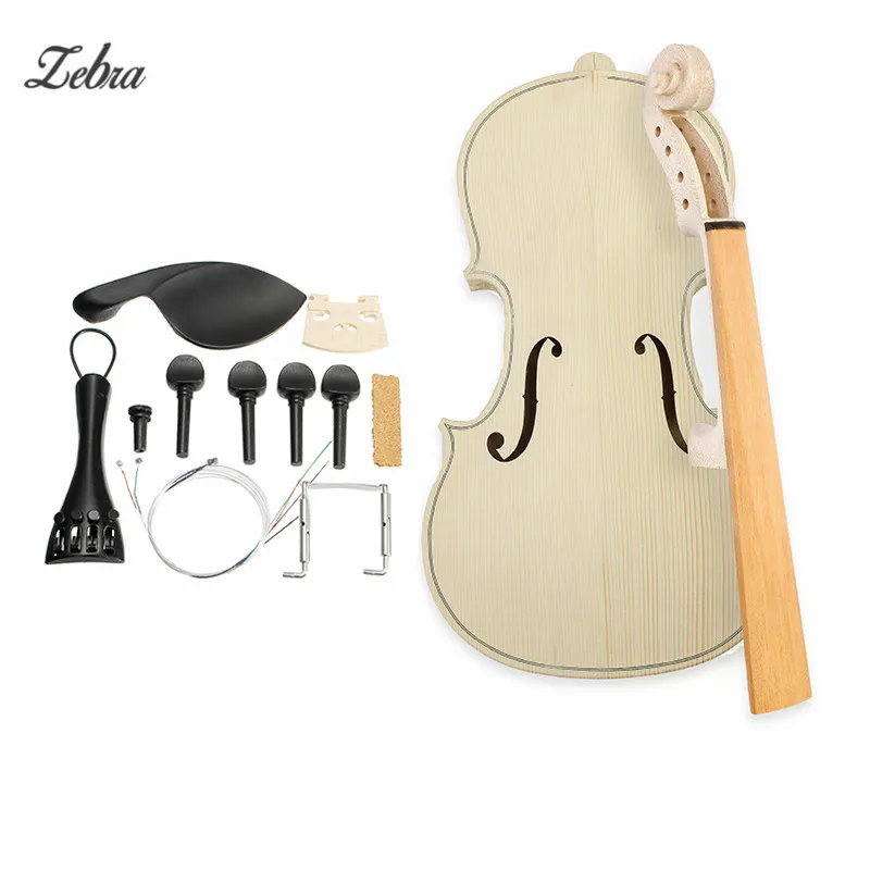 

Zebra 4/4 Size DIY Natural Solid Wood Violin Fiddle Kit with Spruce Top Maple Back Fiddle For Musical Instruments Lover