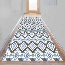 Else серый синий Геометрическая плитка линии Этническая 3d принт Нескользящая микрофибра моющаяся длинная дорожка коврик пол Коврики для прихожей