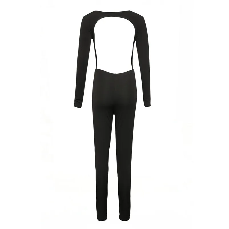 2018 summer jumpsuit woman Backless Casual Sexy Long Sleeve Bandage Bodysuit Skinny Pencil Jumpsuit pantaloni siamesi A16#N (12)