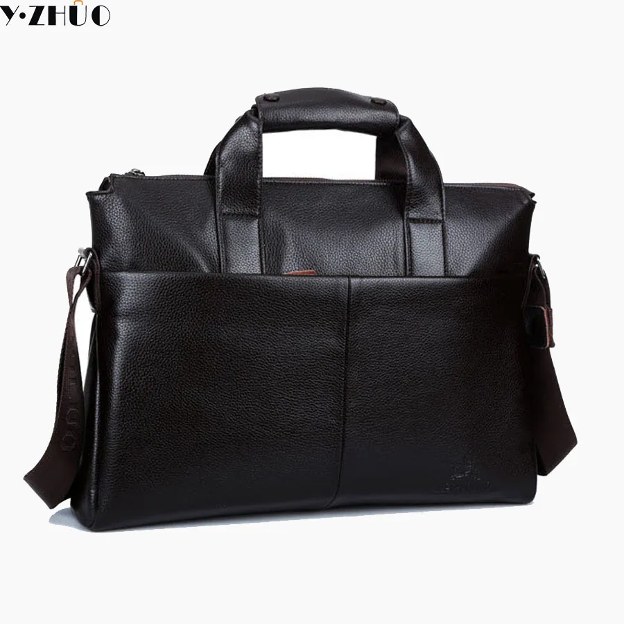 

men leather briefcase genuine leather handbags tote business men messenger bags brand men shoulder Laptop crossbody bags black